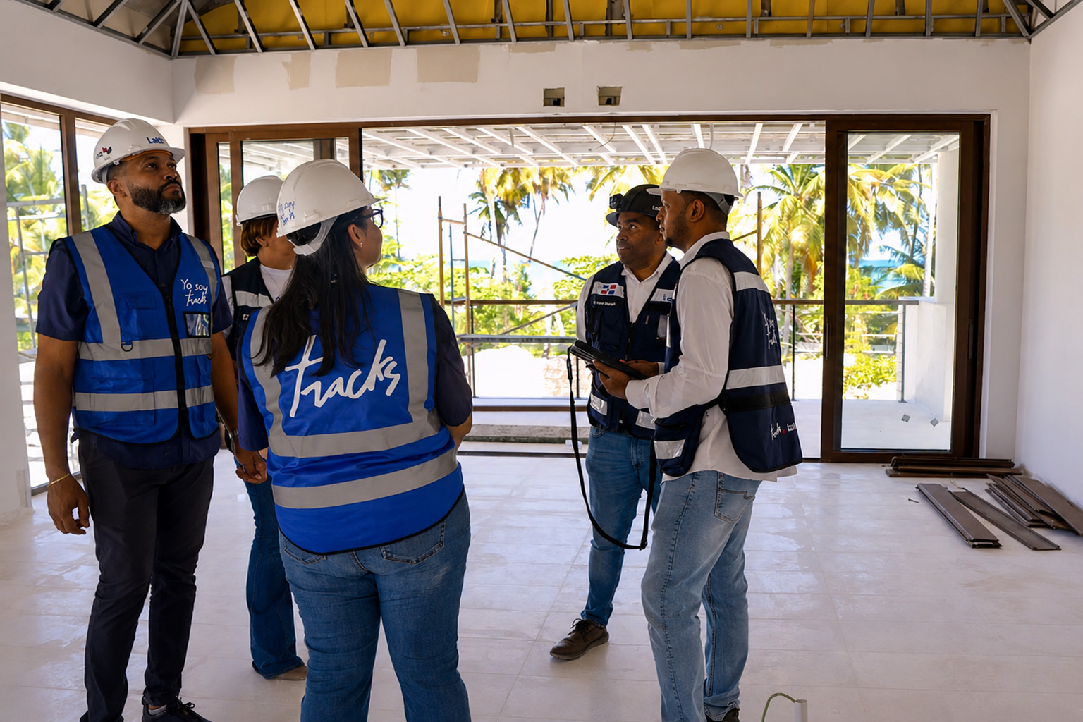 Equipo técnico evaluando soluciones para un proyecto de construcción